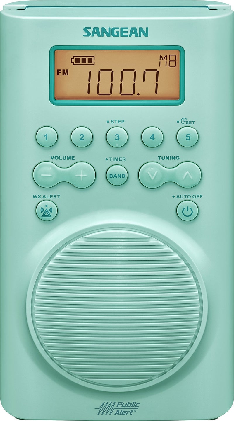 Sangean H205TQ Portable AM/FM/Weather Alert Digital Tuning Waterproof Shower Radio, Turquoise - Image 1